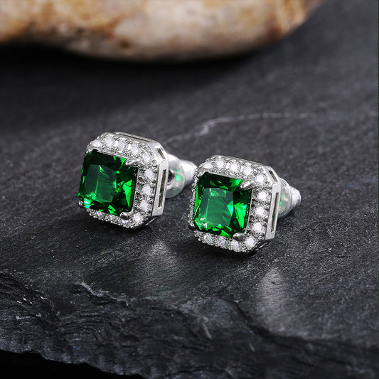 Aretes cuadrado con zirconios verdes