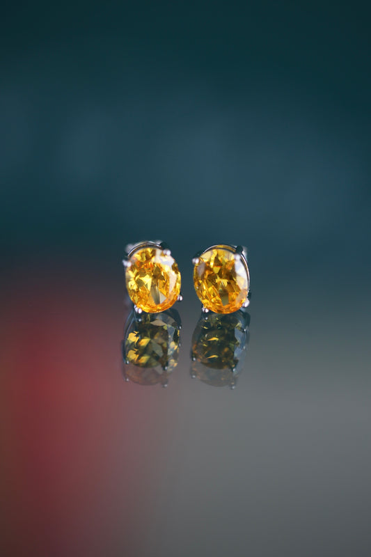 Aretes de zirconios ovalados amarillo