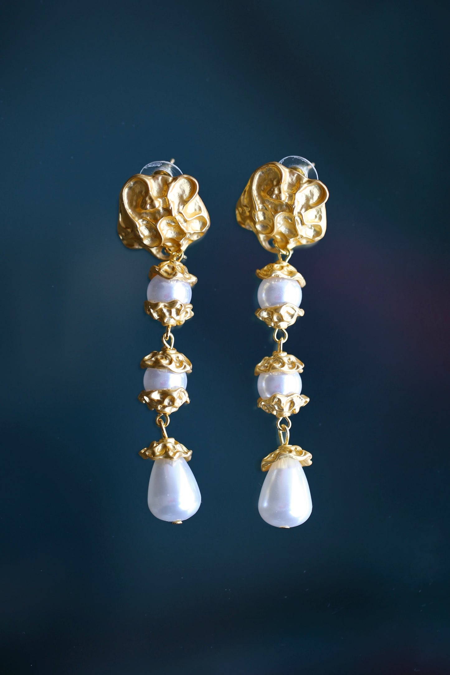 Pendientes vintage franceses de perlas artificiales