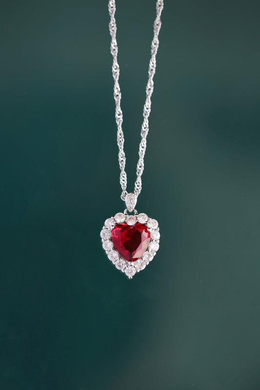 Collar de corazón de océano (Rojo)