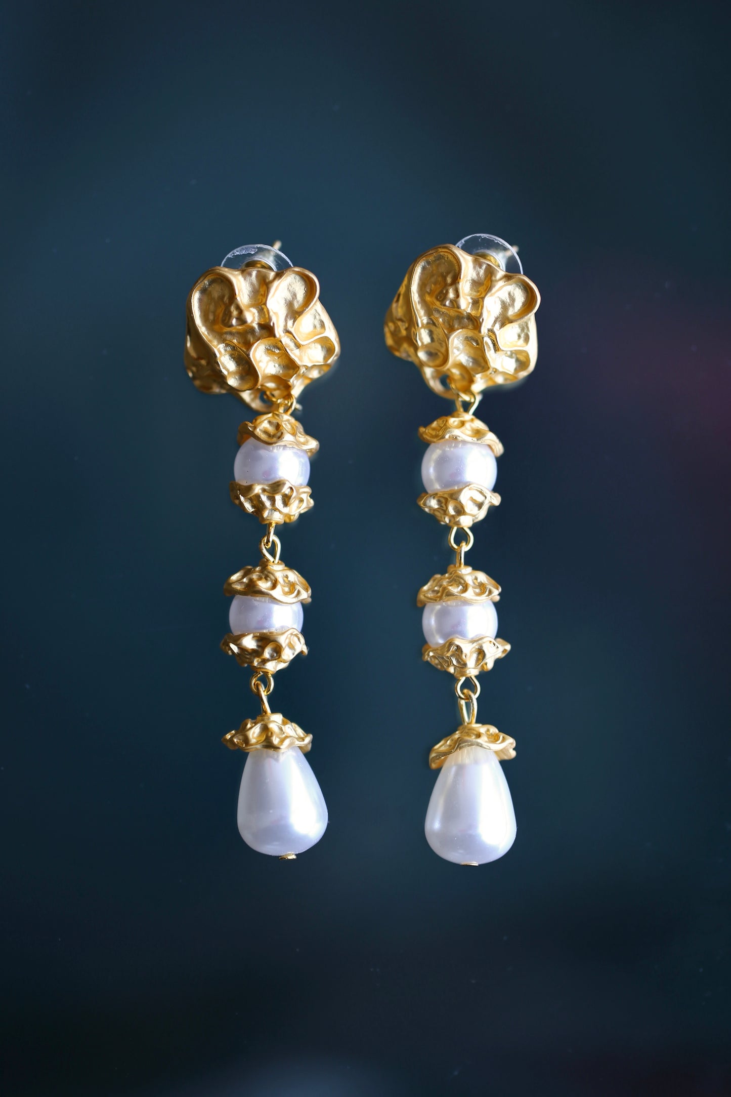 Pendientes vintage franceses de perlas artificiales