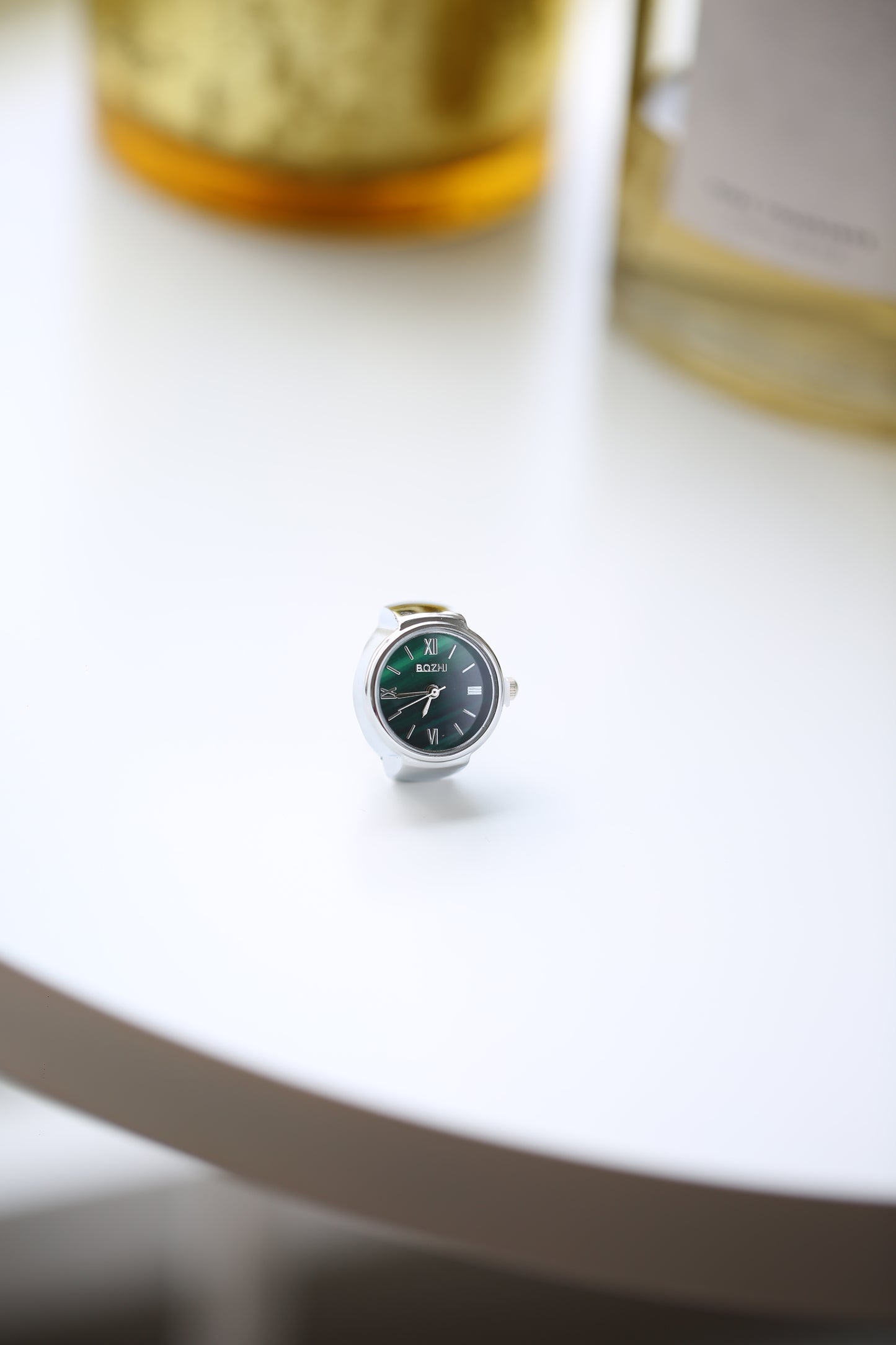 Anillo de reloj de malaquita