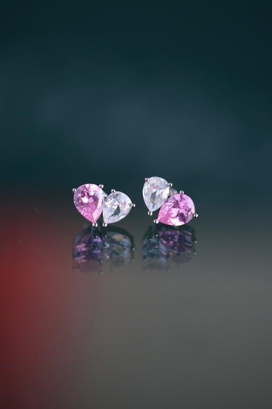 Aretes de zirconio en forma de gota de dos colores